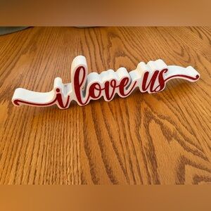 Red and White 'I Love Us' Decorative Sign